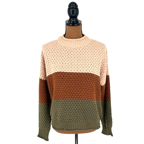 Knot Sisters “Zella” Colorblock Knit Sweater in Earth Tones NWT – Size Small - Picture 1 of 8